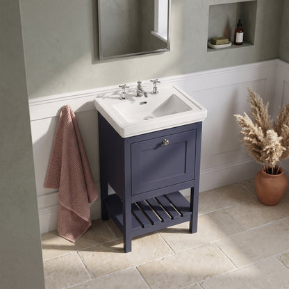 Fairford Juliette 500mm Indigo Blue 3 Tap Hole Floorstanding Vanity Unit