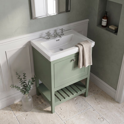 Fairford Juliette 600mm Fern Green 3 Tap Hole Floorstanding Vanity Unit