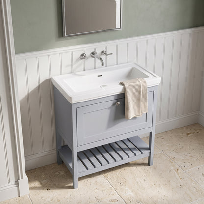 Fairford Juliette Satin Grey 800mm 1 Drawer Floorstanding Vanity Unit with 0 Tap Hole Basin