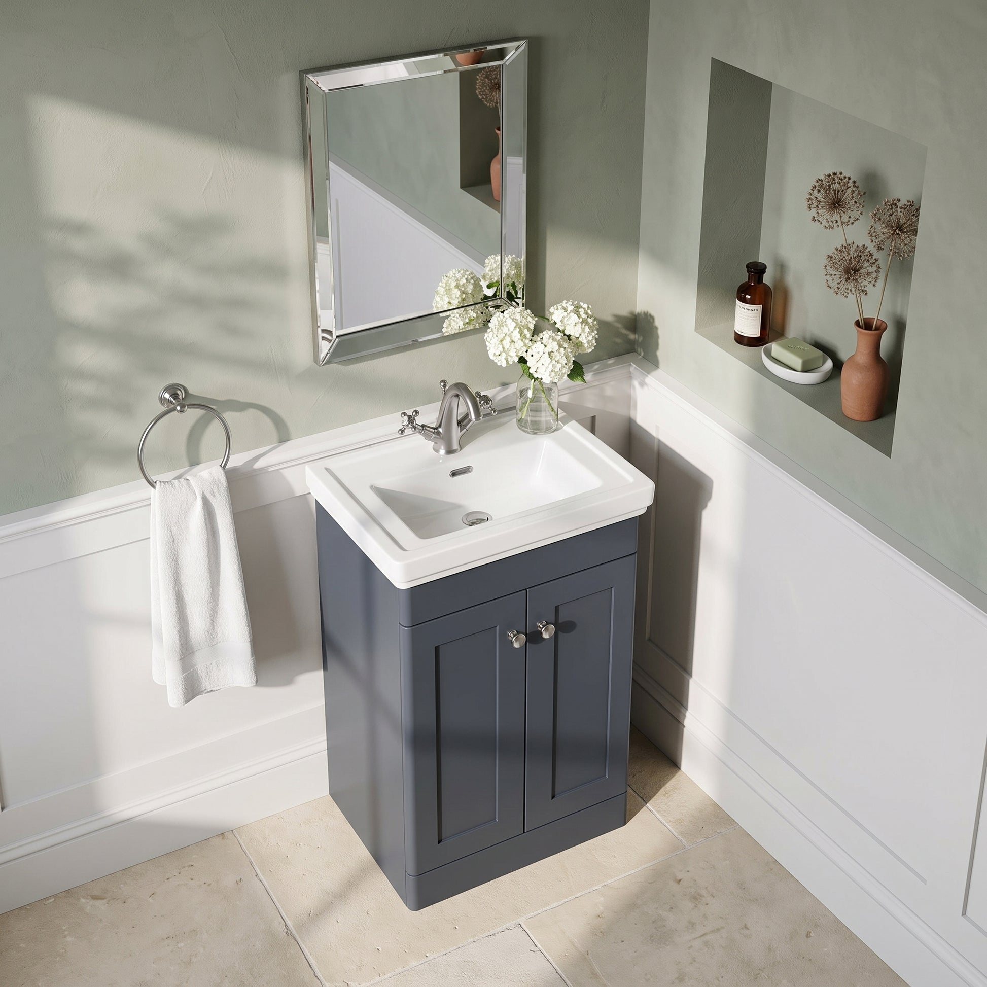 Fairford Laurel 500mm Floor Standing Satin Anthracite Vanity Unit - 1 Tap Hole