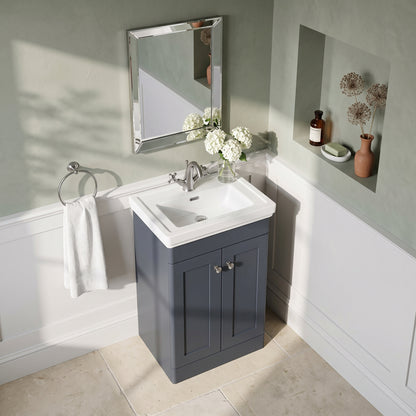 Fairford Laurel 500mm Floor Standing Satin Anthracite Vanity Unit - 1 Tap Hole