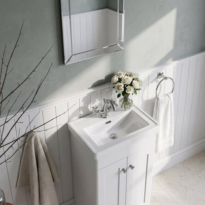 Fairford Laurel 500mm Floor Standing Satin White Vanity Unit - 1 Tap Hole