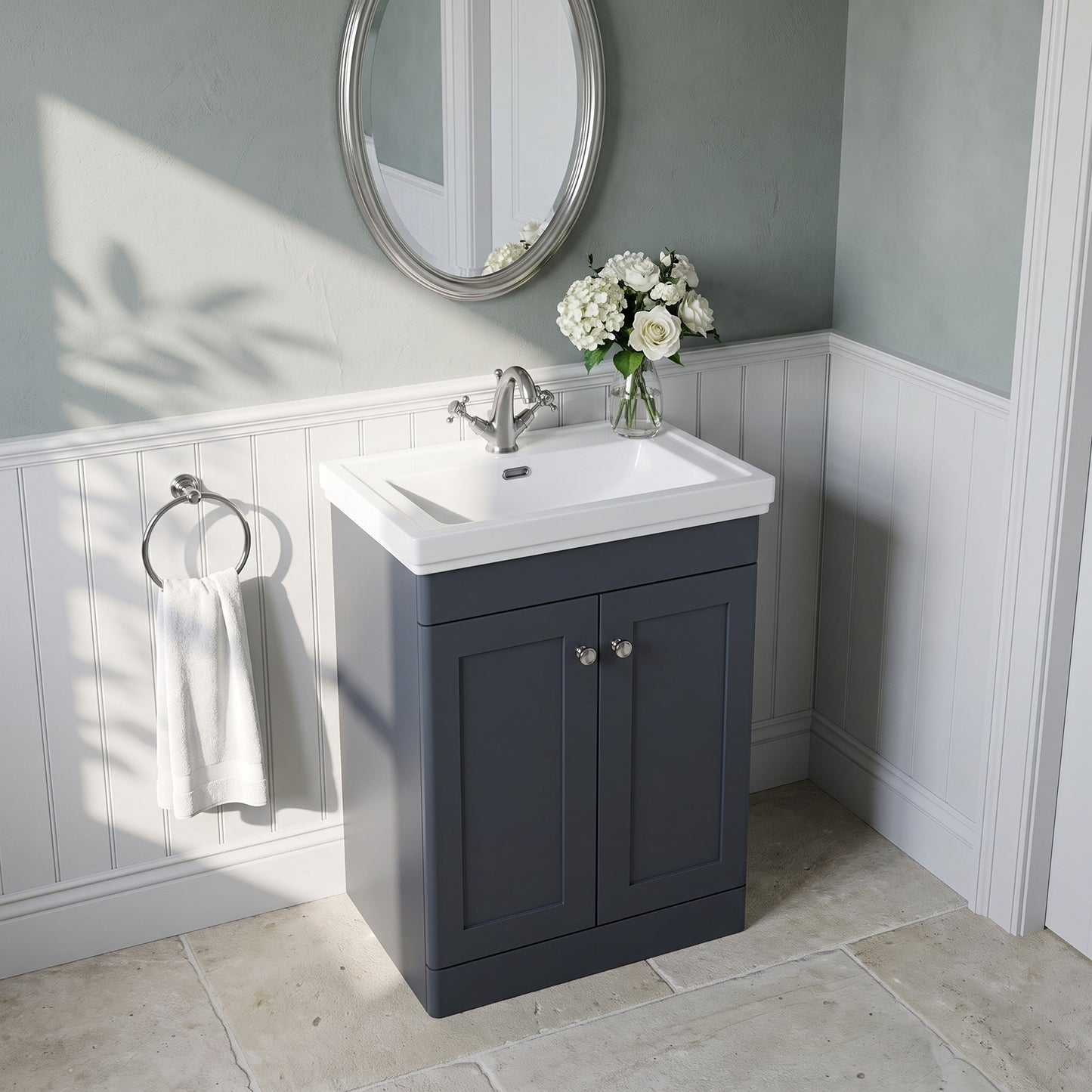 Fairford Laurel 600mm Floor Standing Satin Anthracite Vanity Unit - 1 Tap Hole