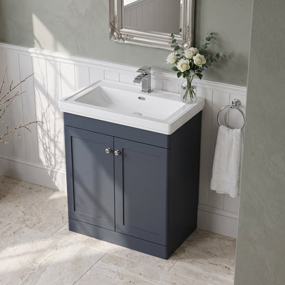 Fairford Laurel 800mm Floor Standing Satin Anthracite Vanity Unit - 1 Tap Hole