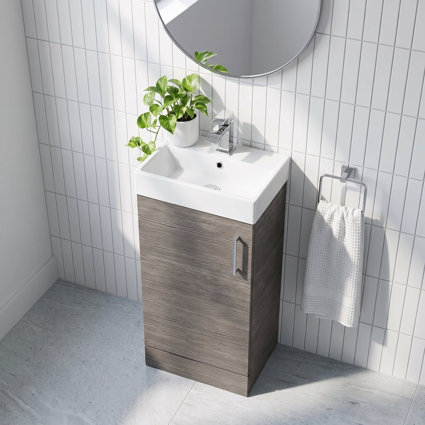 Fairford Minimalist 400mm Grey Avola Floor Standing Vanity Unit