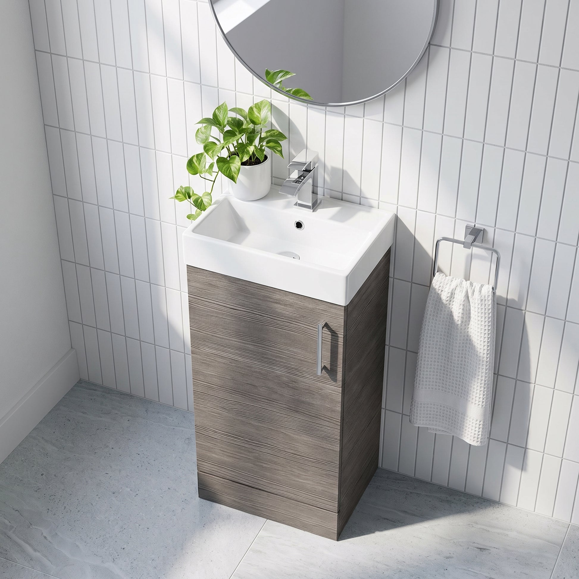 Fairford Minimalist 400mm Grey Avola Floor Standing Vanity Unit