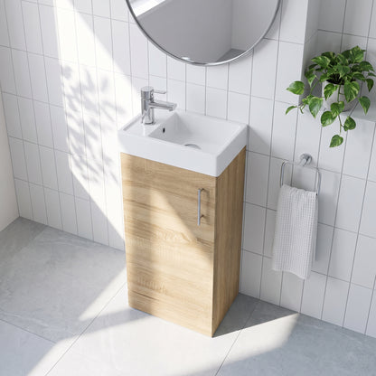 Fairford Minimalist 400mm Natural Oak Floor Standing Vanity Unit