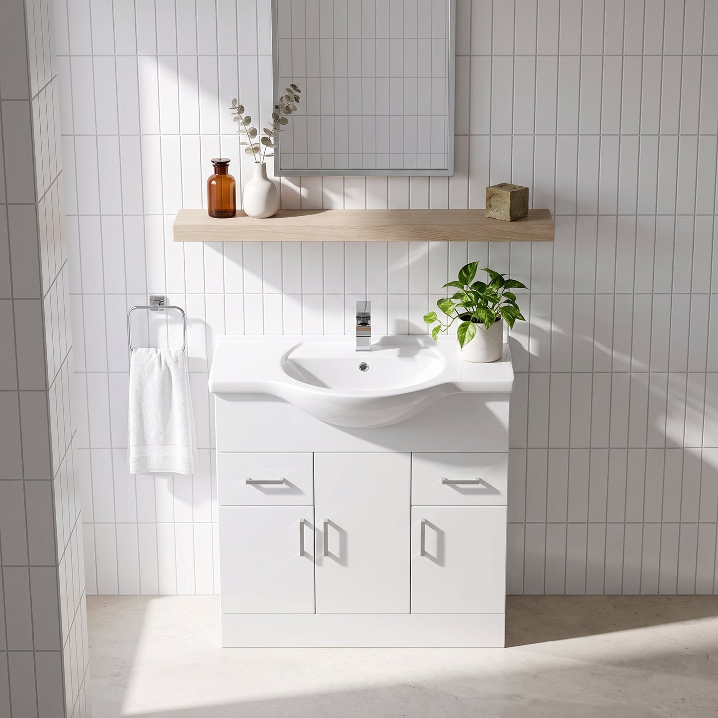 Fairford Opto 850mm Gloss White Vanity Unit