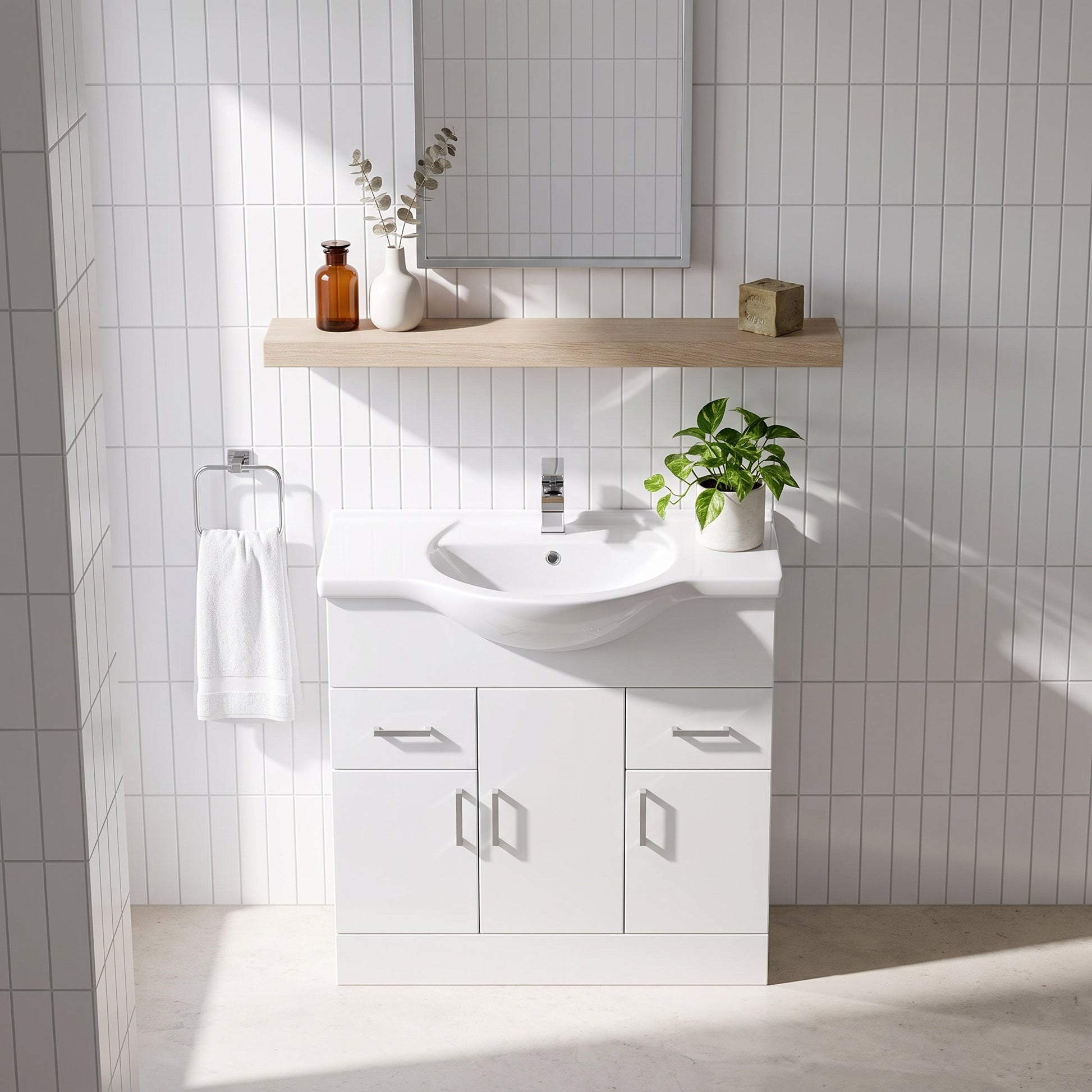 Fairford Opto 850mm Gloss White Vanity Unit