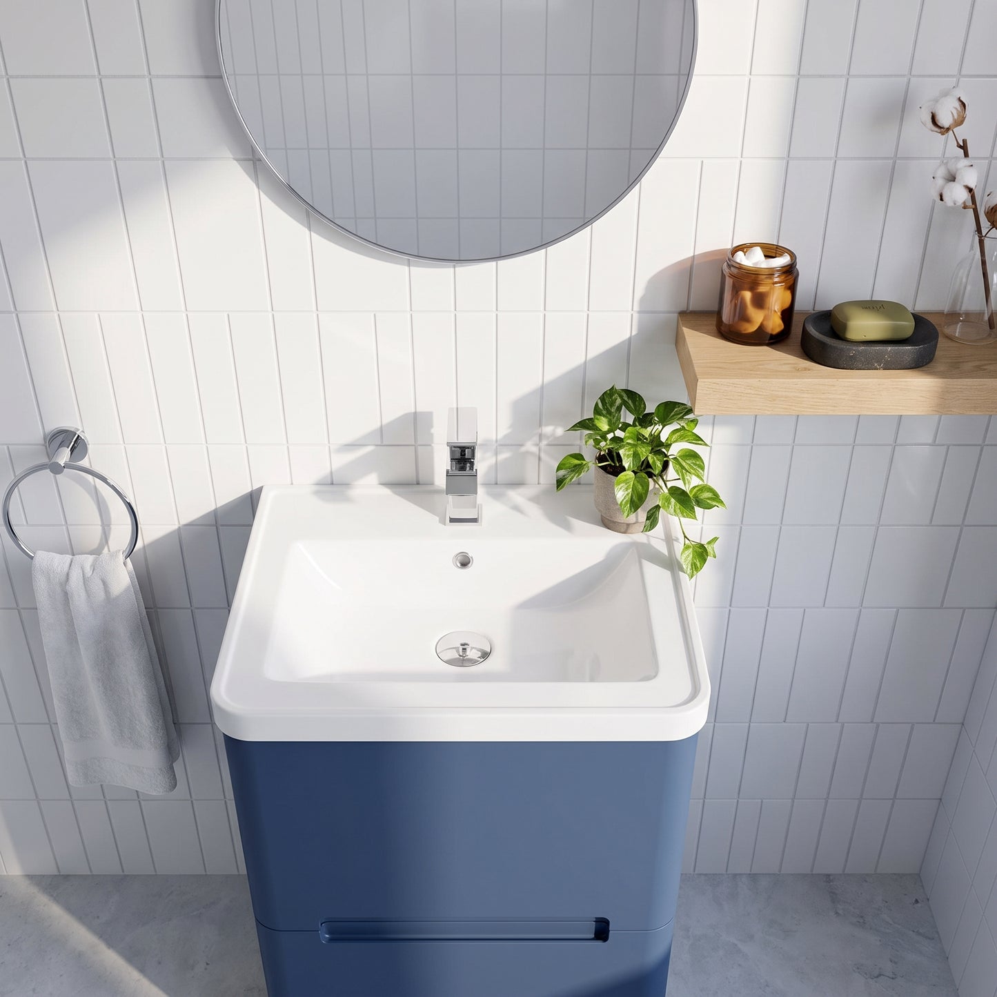 Fairford Rox 600mm Satin Blue Floorstanding Vanity Unit