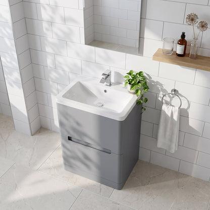 Fairford Rox 600mm Satin Grey Floorstanding Vanity Unit