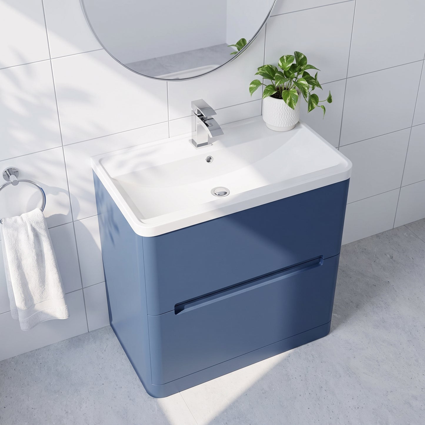 Fairford Rox 800mm Satin Blue Floorstanding Vanity Unit