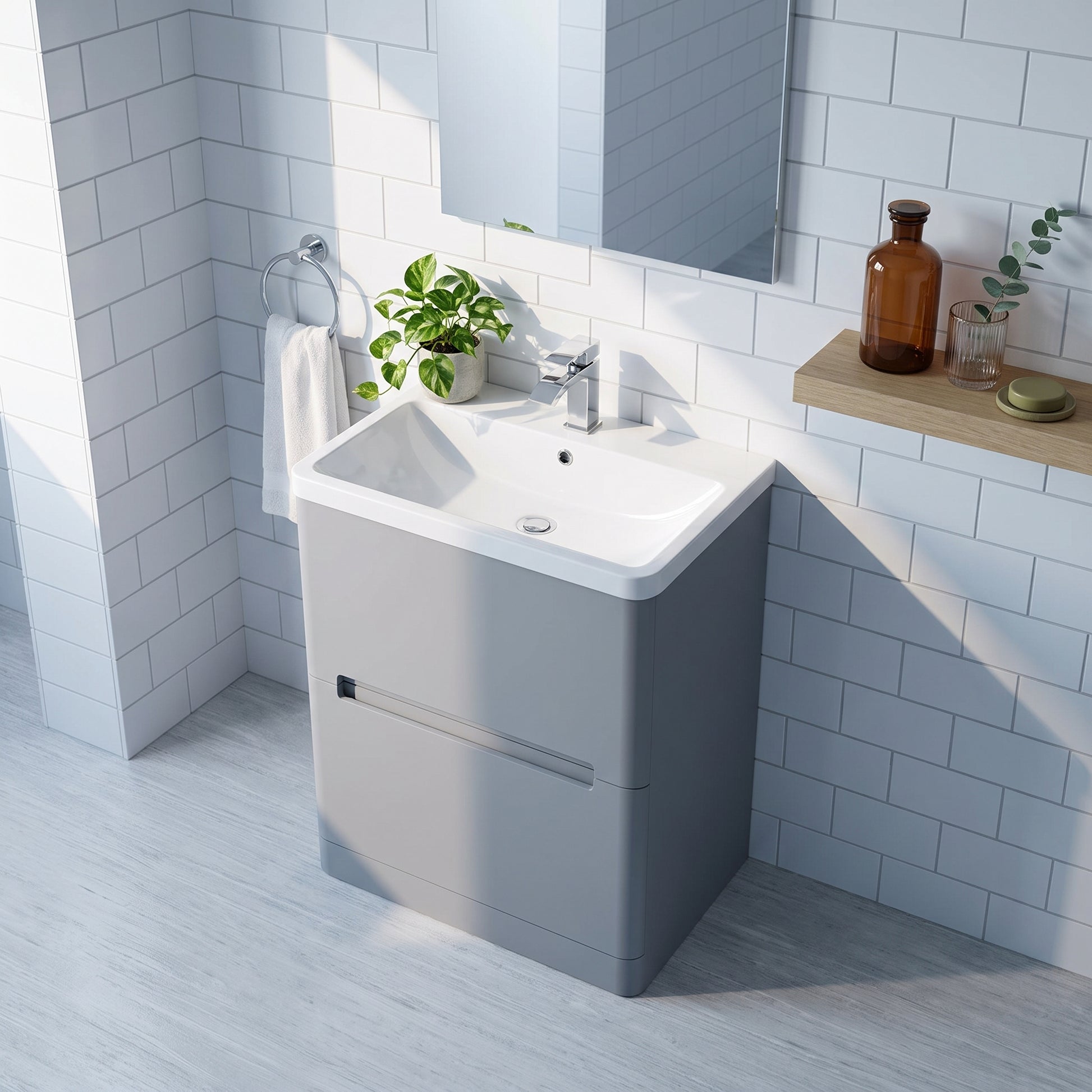 Fairford Rox 800mm Satin Grey Floorstanding Vanity Unit