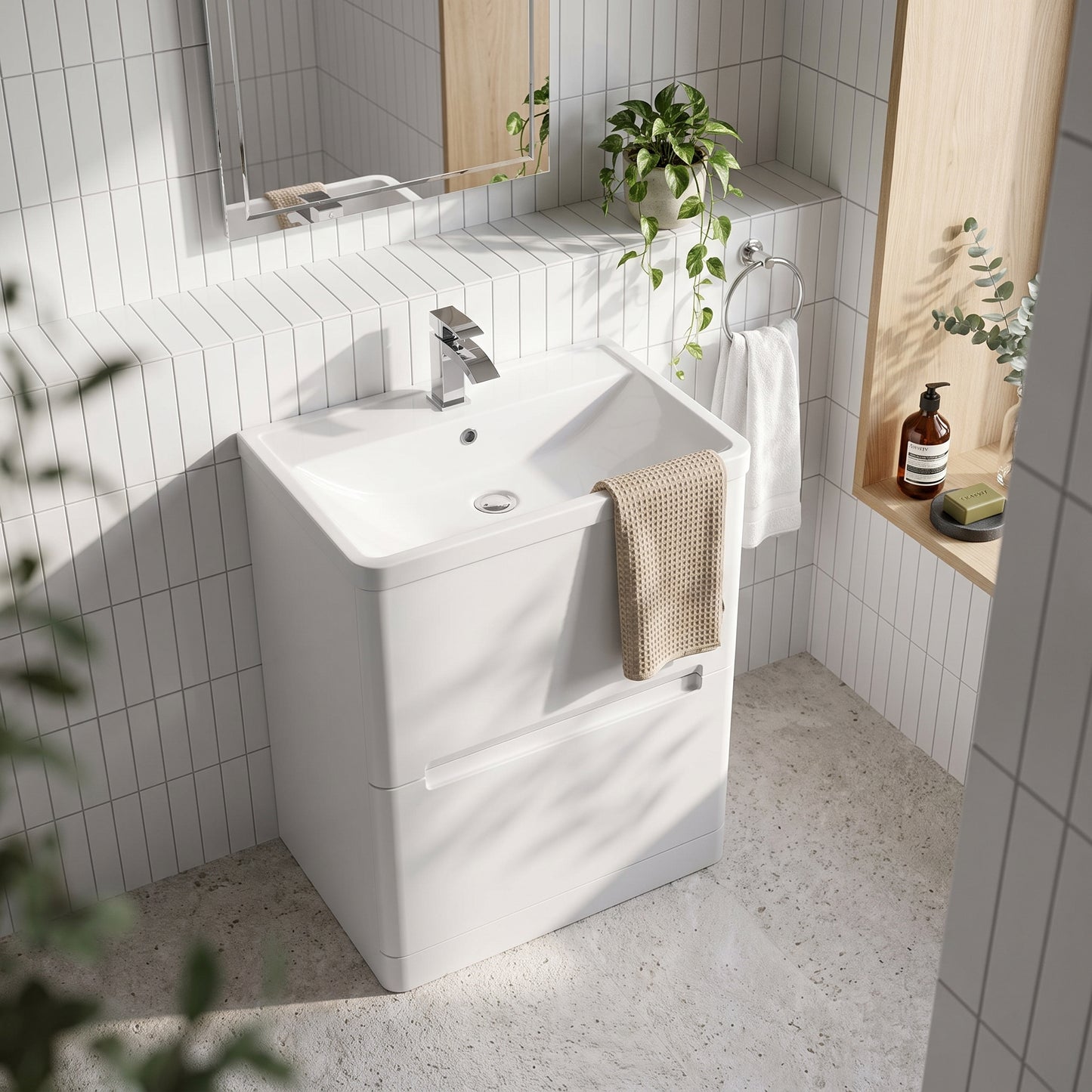 Fairford Rox 800mm Satin White Floorstanding Vanity Unit