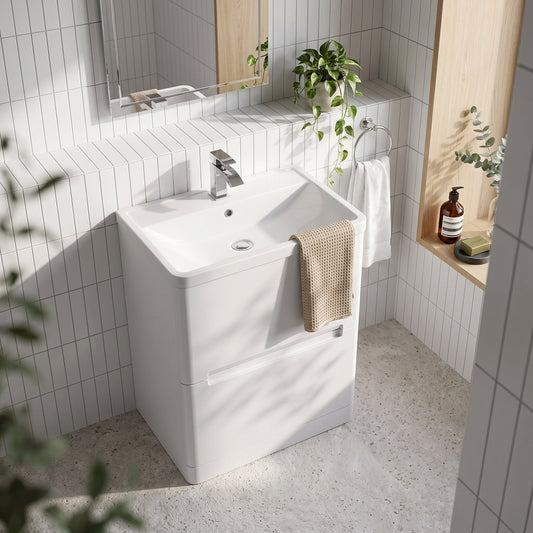 Fairford Rox 800mm Satin White Floorstanding Vanity Unit