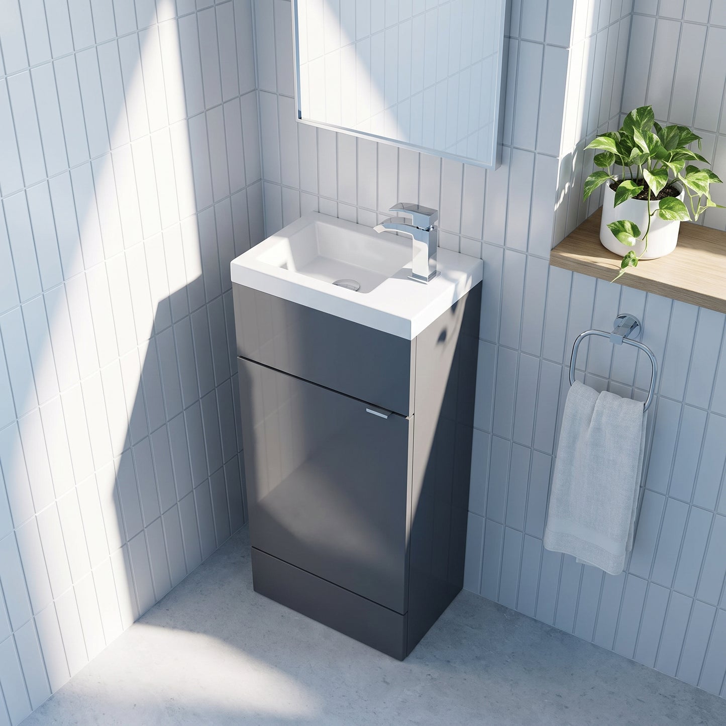 Fairford Union 400mm Slimline Gloss Grey Vanity Unit