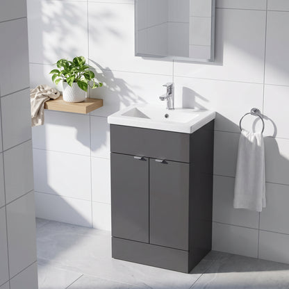Fairford Union 500mm Full Depth Gloss Grey Vanity Unit