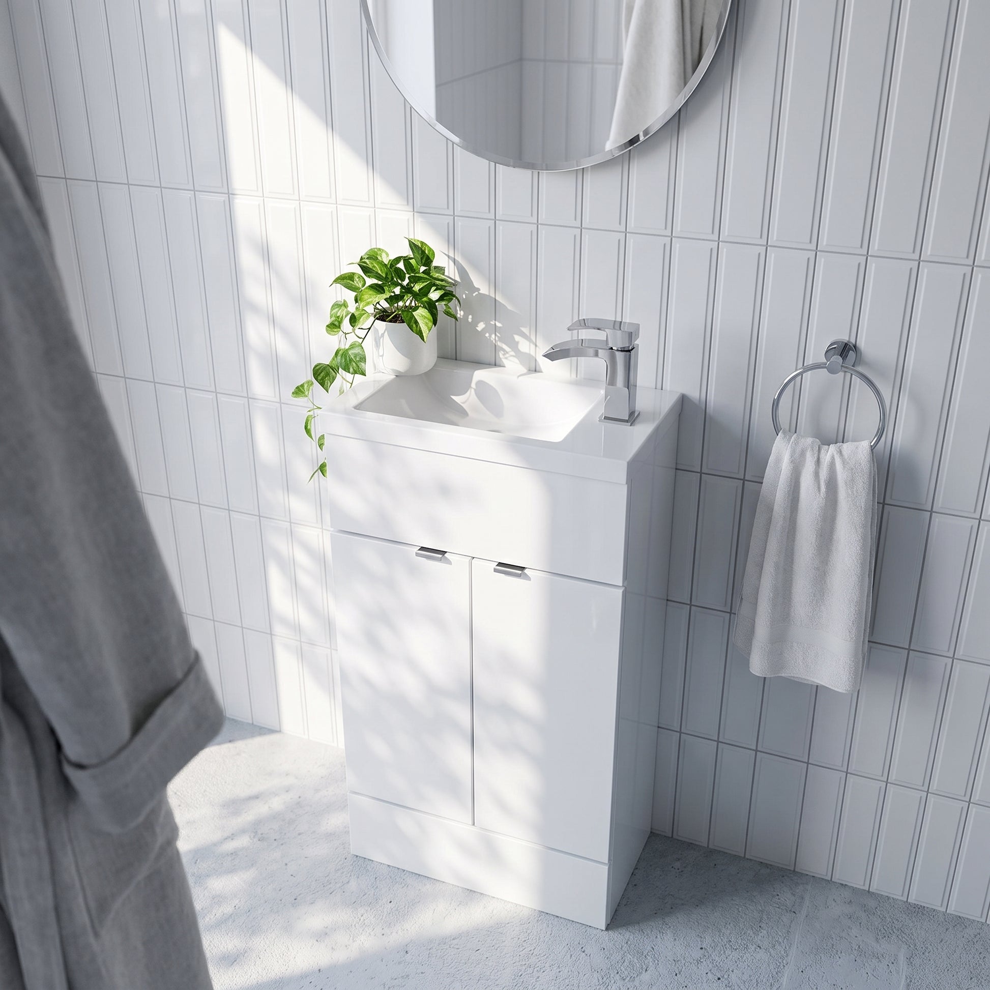 Fairford Union 500mm Slimline Gloss White Vanity Unit