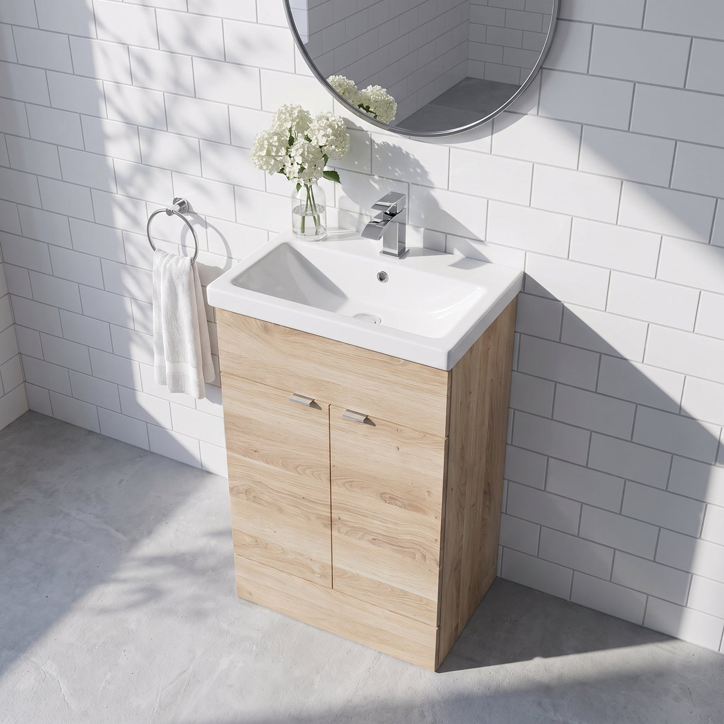 Fairford Union 500mm Bleached Oak Full Depth Vanity Unit
