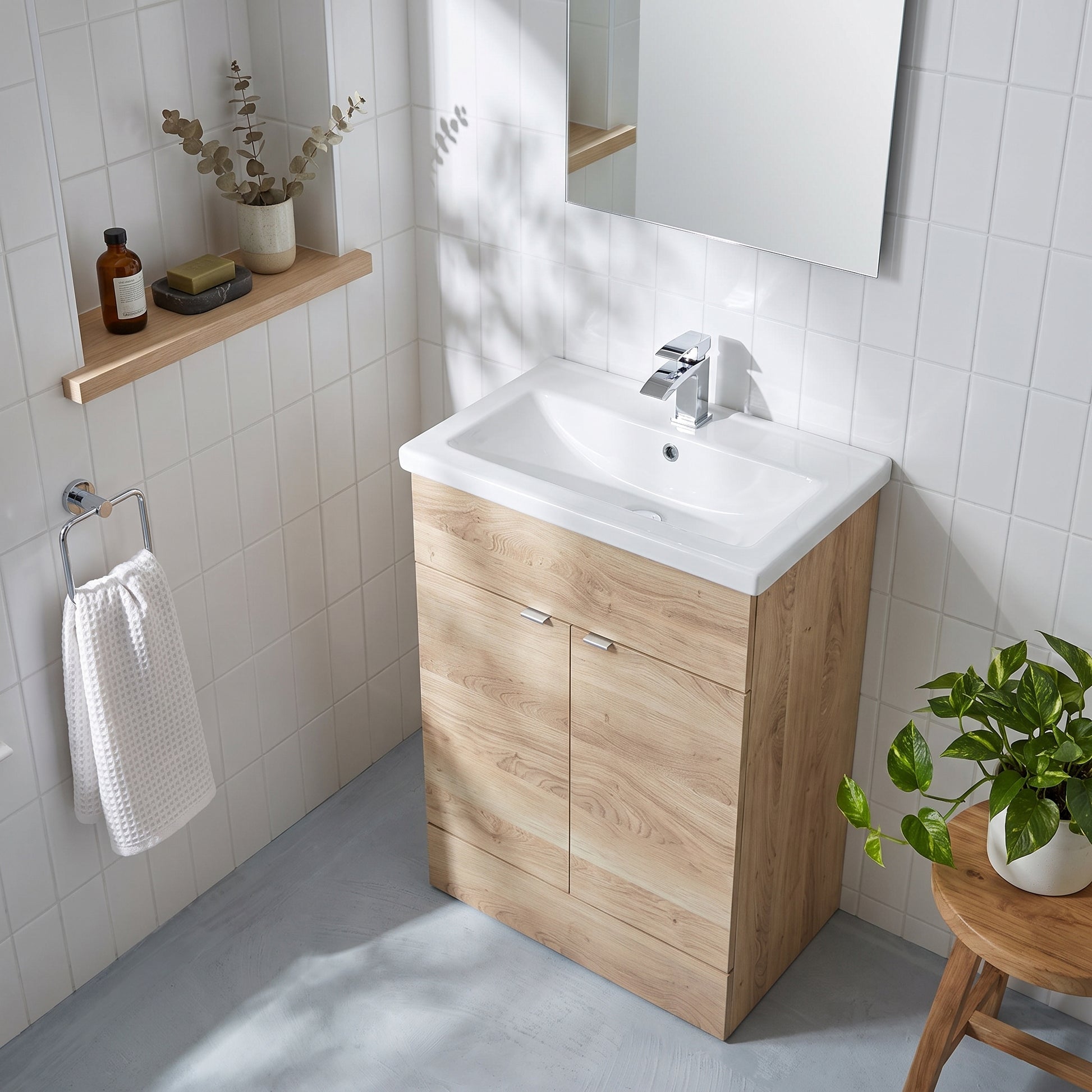 Fairford Union 600mm Bleached Oak Full Depth Vanity Unit