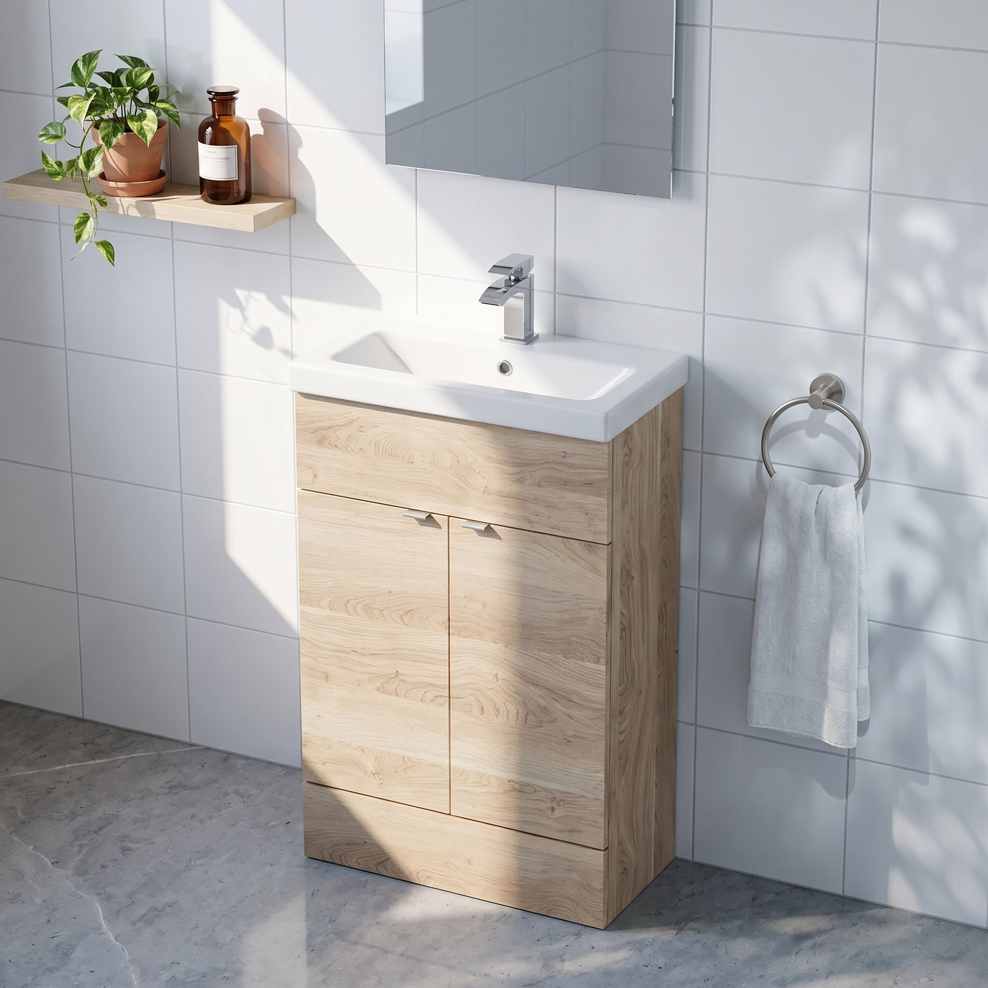Fairford Union 600mm Bleached Oak Slimline Vanity Unit