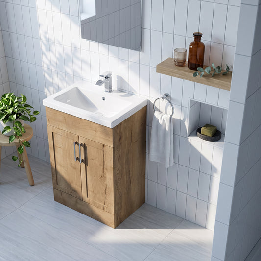 Fairford Union Style Shaker Dark Oak 600mm Full Depth Vanity Unit