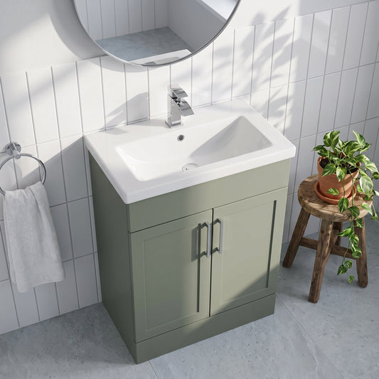 Fairford Union Style Shaker Matt Lux Green 600mm Full Depth Vanity Unit