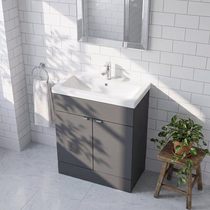 Fairford Union 800mm Full Depth Gloss Grey Vanity Unit
