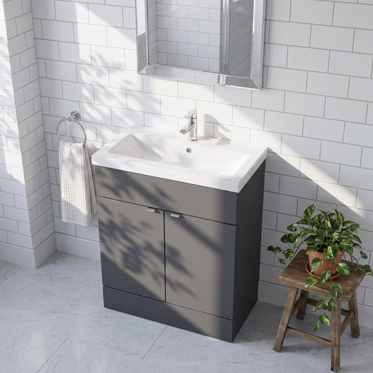 Fairford Union 800mm Full Depth Gloss Grey Vanity Unit