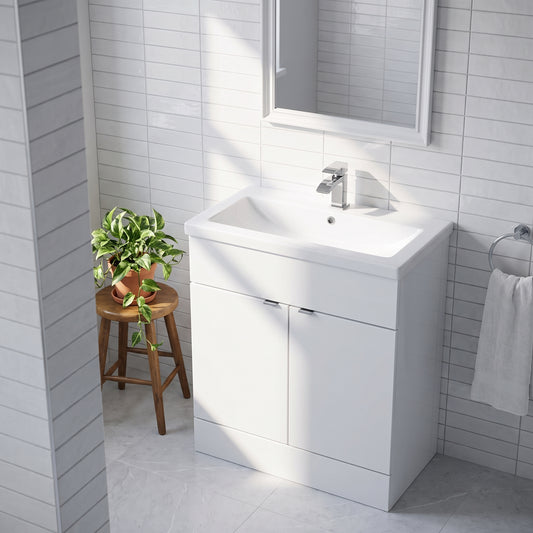Fairford Union 800mm Full Depth Gloss White Vanity Unit