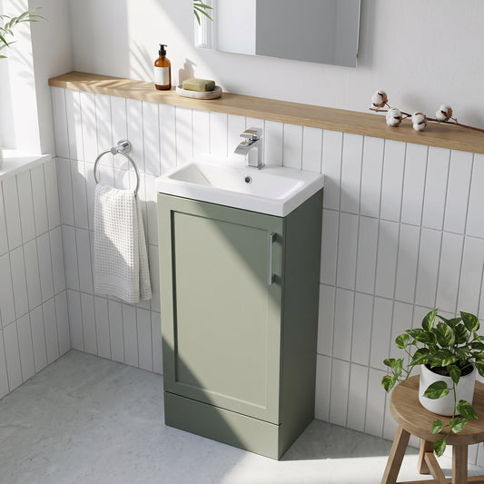 Fairford Union Style Shaker Matt Lux Green 400mm Slimline Base Unit