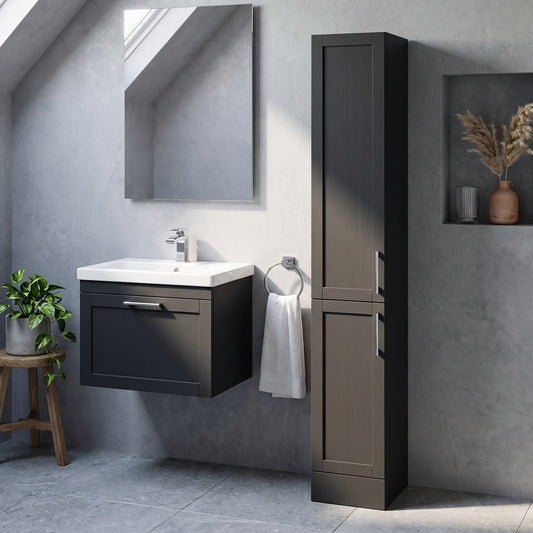 Fairford Union Style Shaker Matt Soft Black 300mm Full Depth Tall Unit