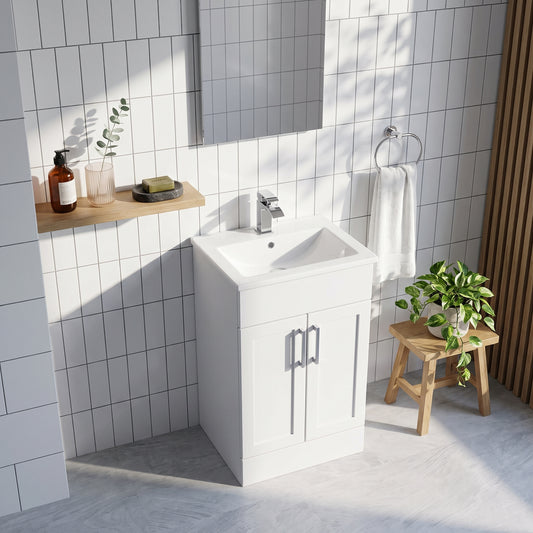 Fairford Union Style Shaker Matt White 500mm Full Depth Vanity Unit