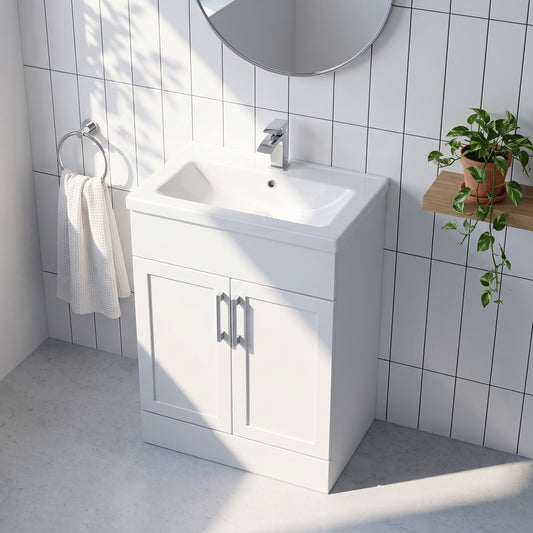 Fairford Union Style Shaker Matt White 600mm Full Depth Vanity Unit