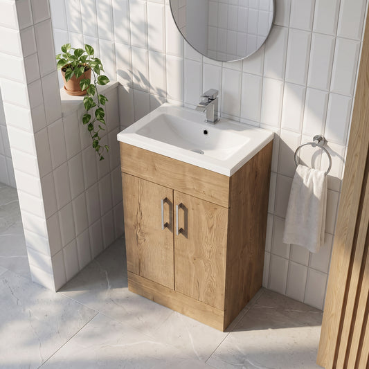 Fairford Union Style Slab Dark Oak 500mm Full Depth Vanity Unit