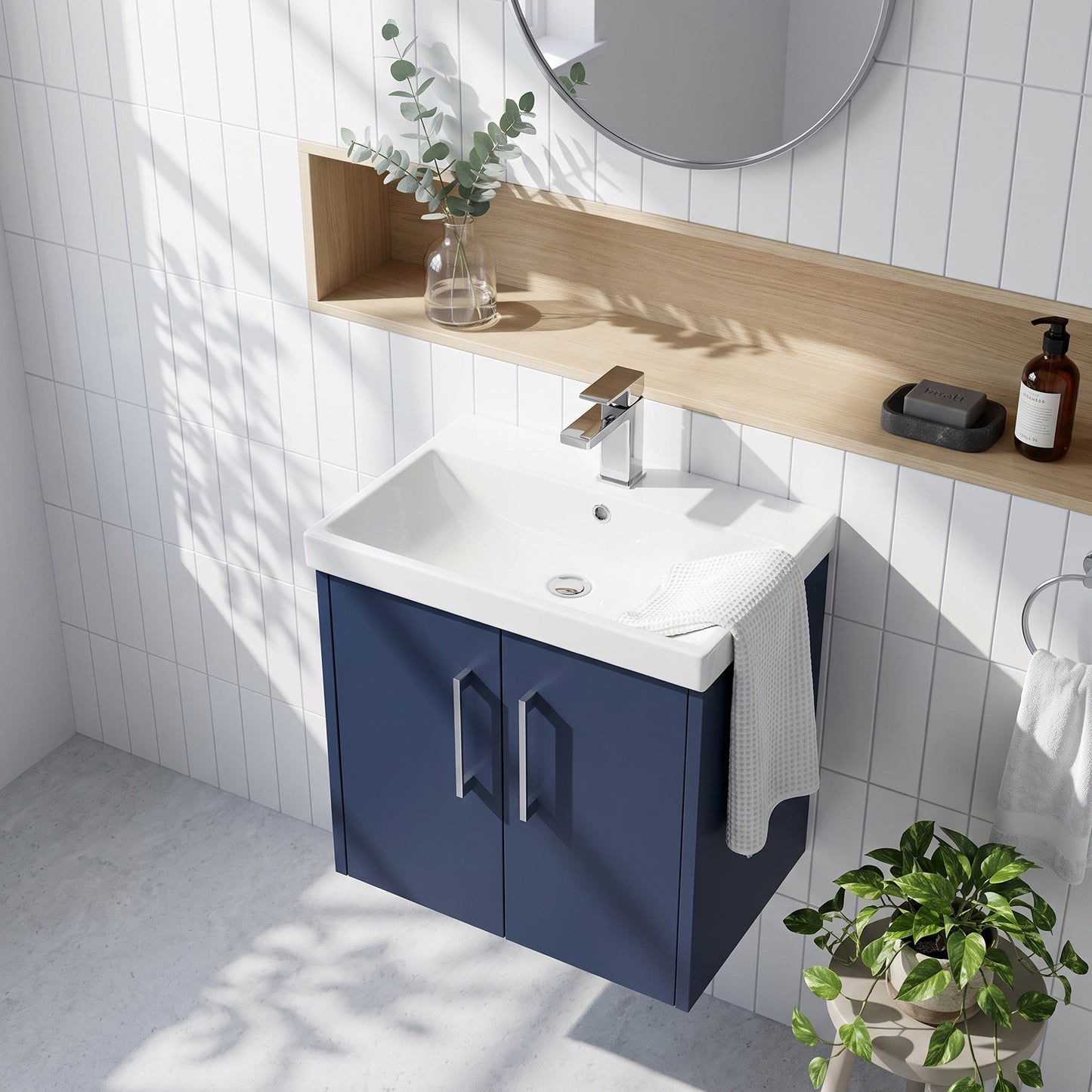 Fairford Anika 500mm Matt Blue 2 Door Wall Hung Vanity Unit