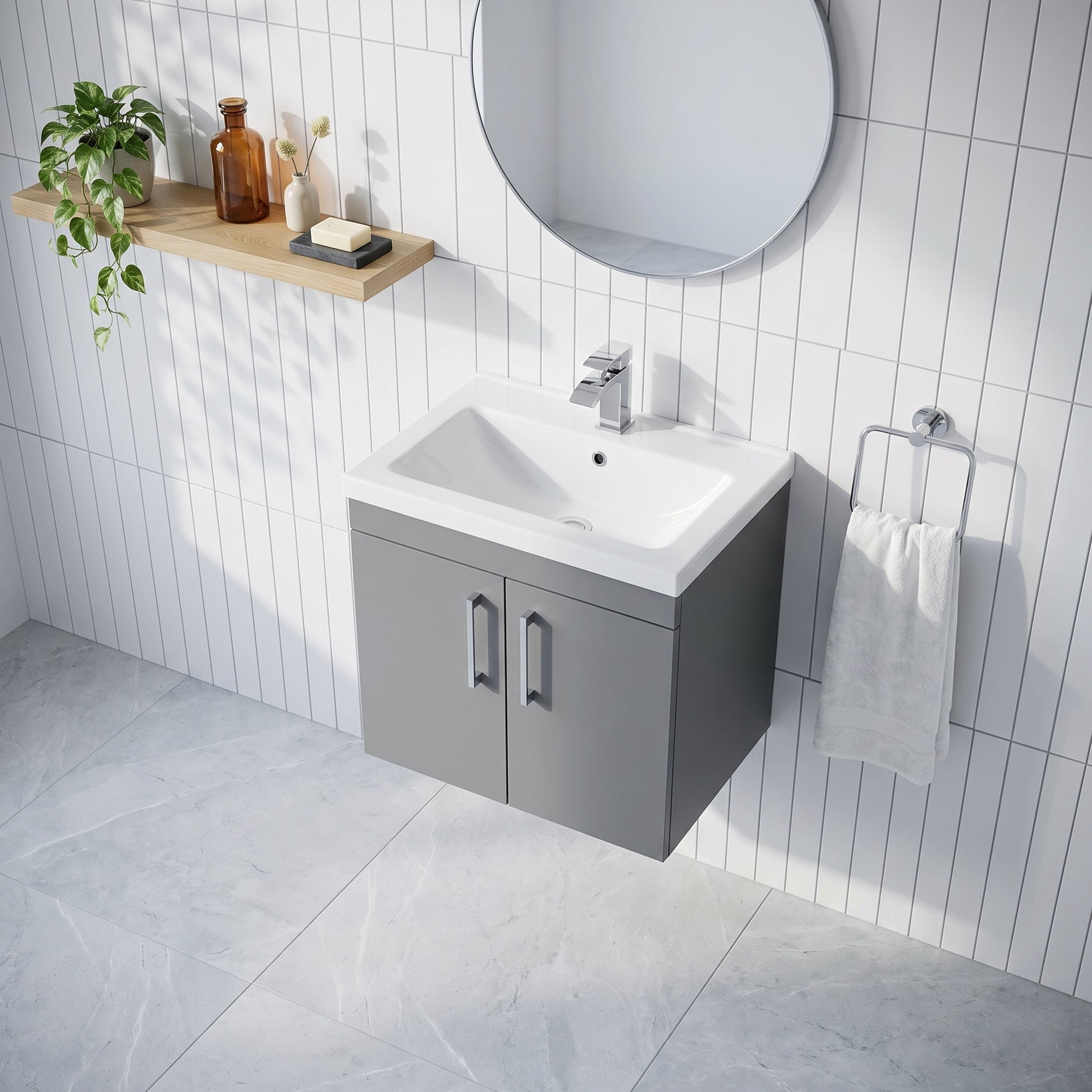 Fairford Anika 500mm Matt Grey 2 Door Wall Hung Vanity Unit
