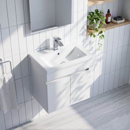 Fairford Anika 500mm White Woodgrain 2 Door Wall Hung Vanity Unit