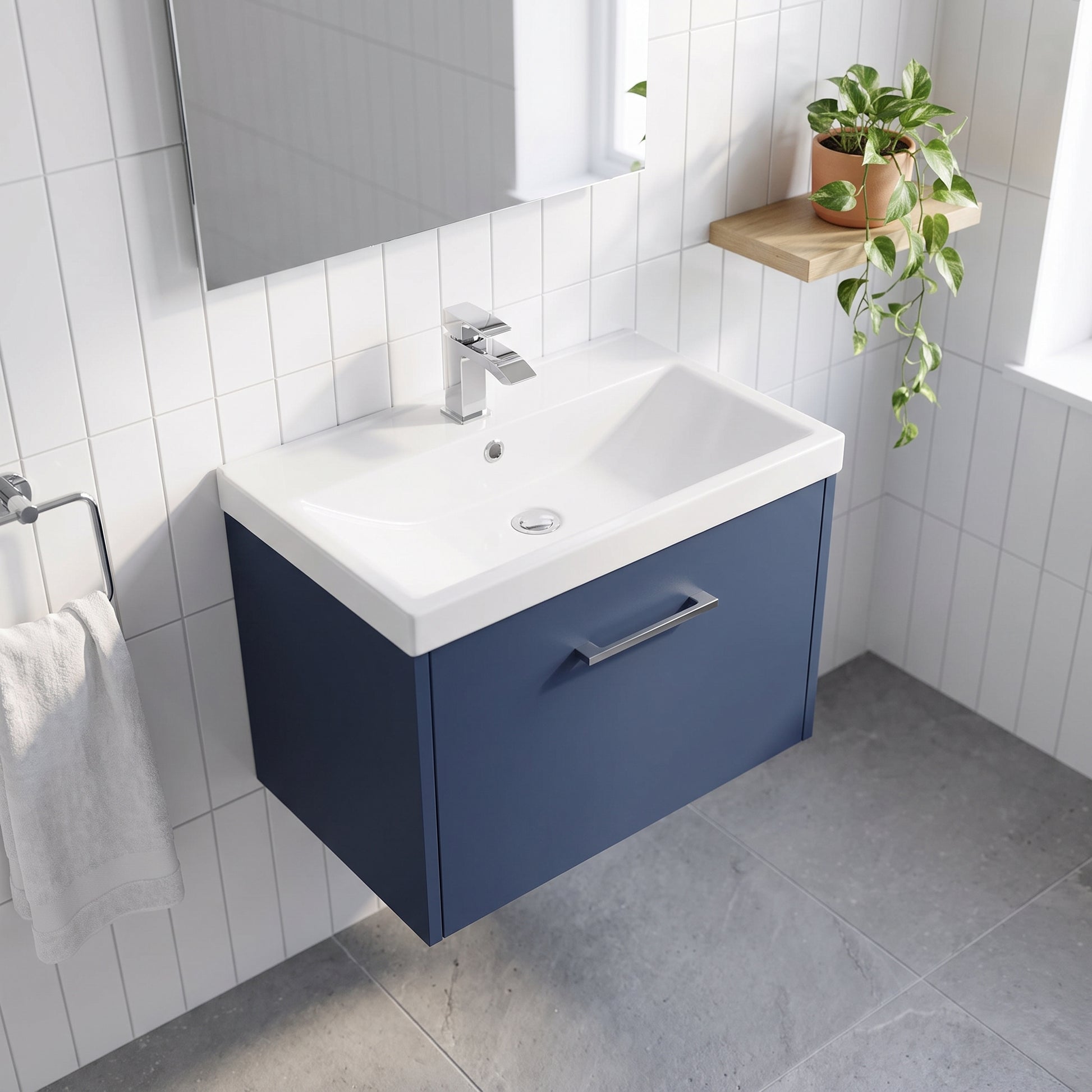 Fairford Anika 600mm Matt Blue 1 Drawer Wall Hung Vanity Unit