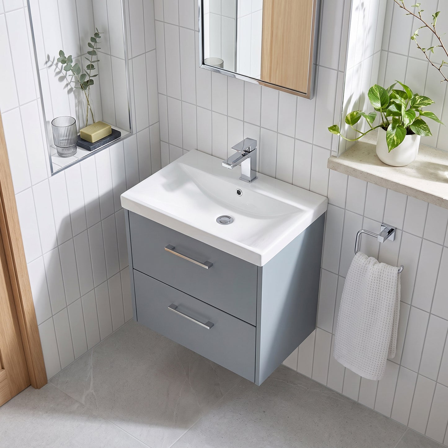 Fairford Anika 600mm Matt Grey 2 Drawer Wall Hung Vanity Unit