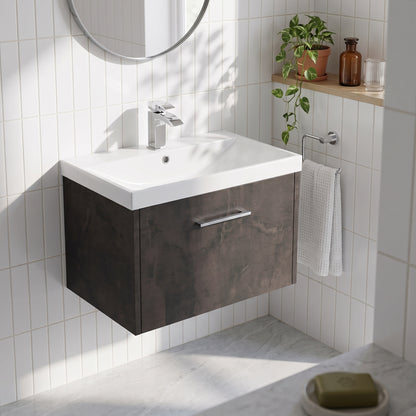 Fairford Anika 600mm Matt Slate 1 Drawer Wall Hung Vanity Unit