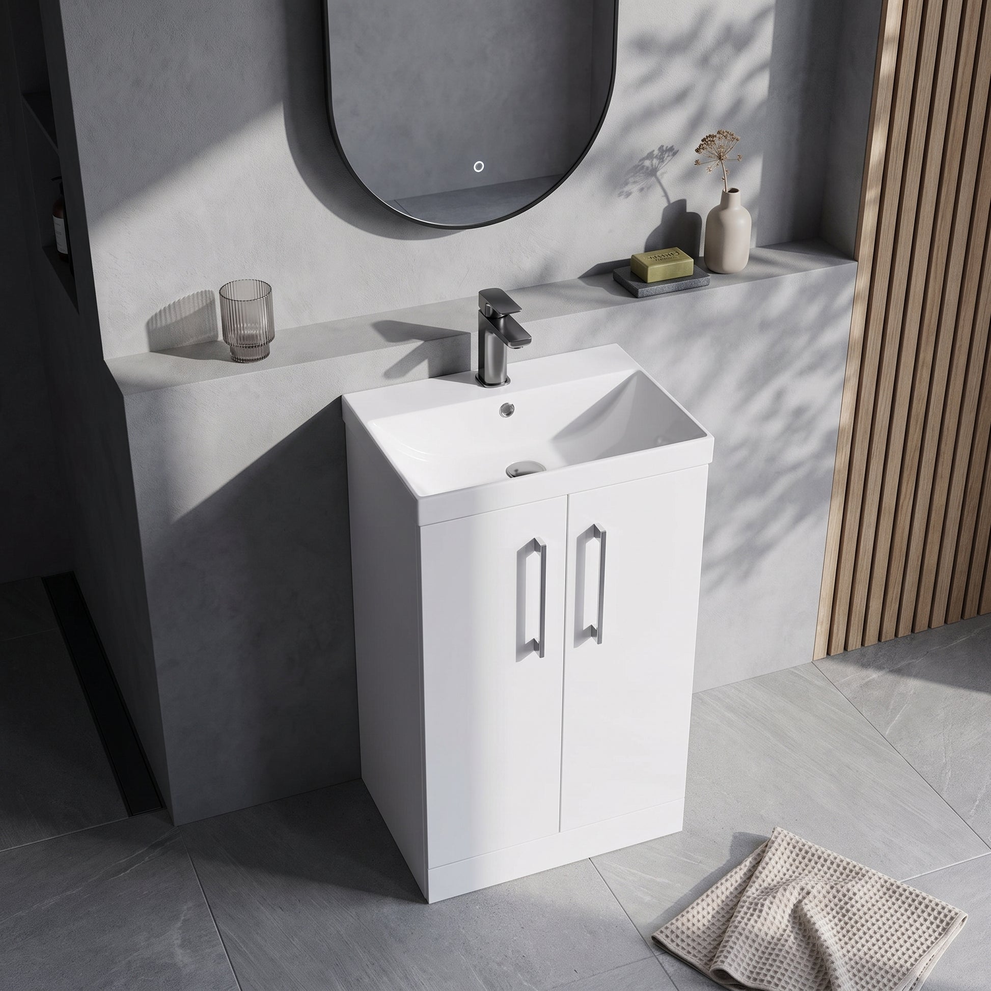 Fairford Aspri 2 500mm Gloss White Floor Standing Vanity Unit