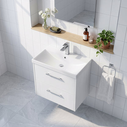 Fairford Anika 600mm White Woodgrain 2 Drawer Wall Hung Vanity Unit