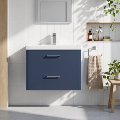 Fairford Anika 800mm Matt Blue 2 Drawer Wall Hung Vanity Unit
