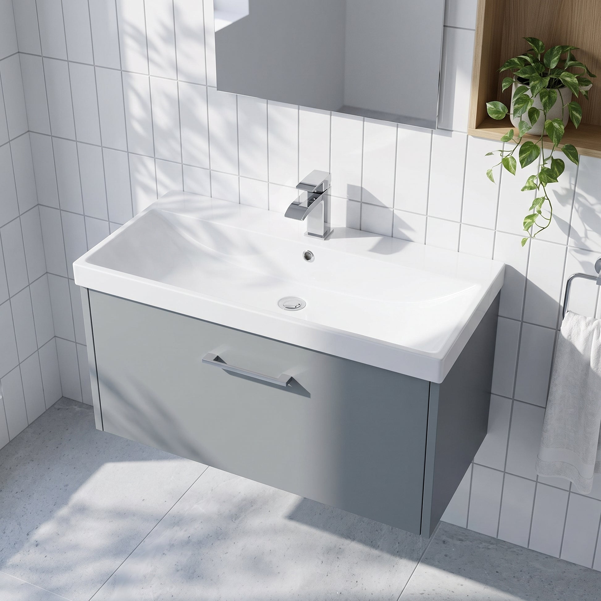 Fairford Anika 800mm Matt Grey 1 Drawer Wall Hung Vanity Unit