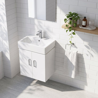 Fairford Arlo Gloss White 450mm Wall Hung Vanity Unit
