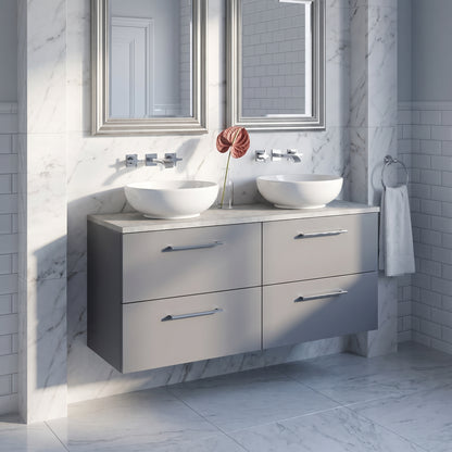 Fairford Aspri Satin Grey 1200mm 4 Drawer Wall Hung Vanity Unit with Worktop