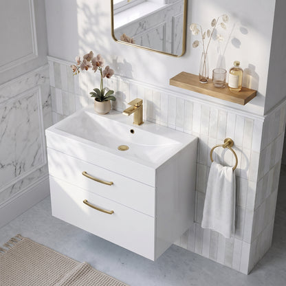 Fairford Carnation 800mm Gloss White Wall Hung 2 Drawer Vanity Unit