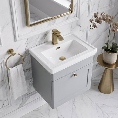 Fairford Laurel 500mm Wall Hung Satin Grey Vanity Unit - 1 Tap Hole