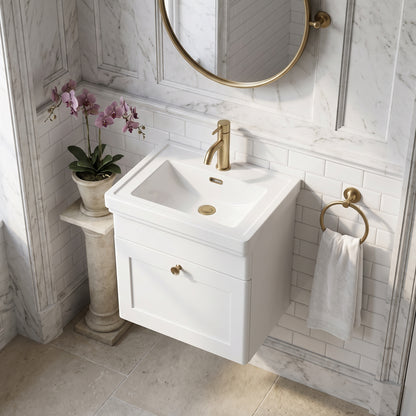 Fairford Laurel 500mm Wall Hung Satin White Vanity Unit - 1 Tap Hole
